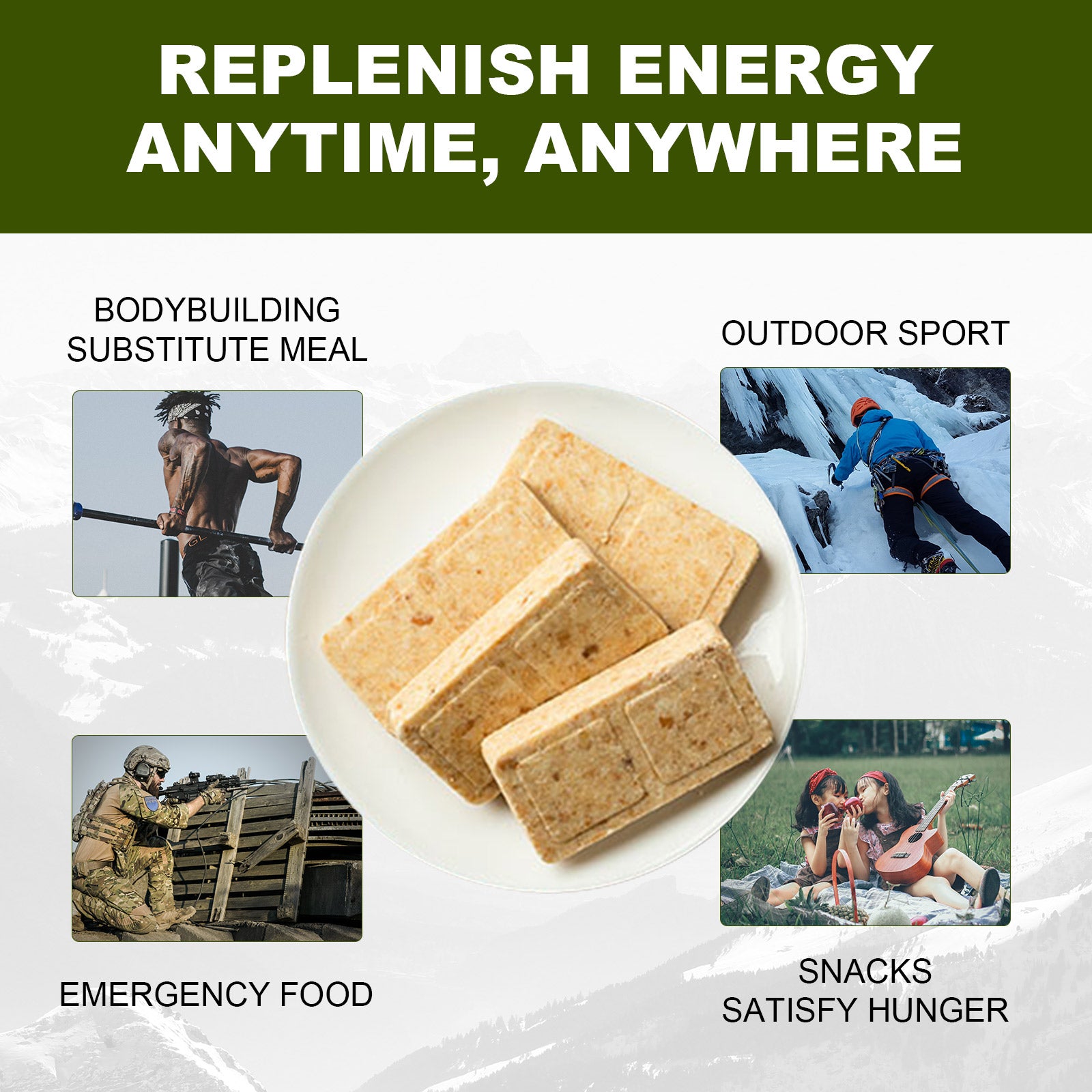BDH High Energy Bar 18400 Calorie Original Compressed Biscuits | Iron Tin Box 200gx20 bag | MRE Emergency Food Ration Bar Long Shelf-life Survival Preparedness Food Supply