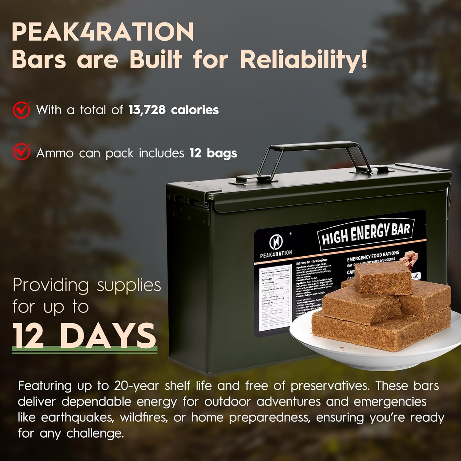 PEAK4RATION High Energy Bar Caramel Cinnamon 3kg(12x250g Packs) image 2