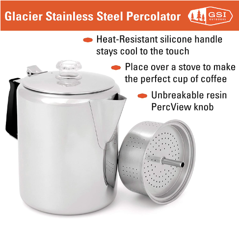 GSI Glacier Stainless 3 Cup Perc image 1