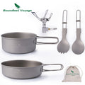 Boundless Voyage Titanium Mess Kit 2 Pots+Spoon+Spork+Stove image 0