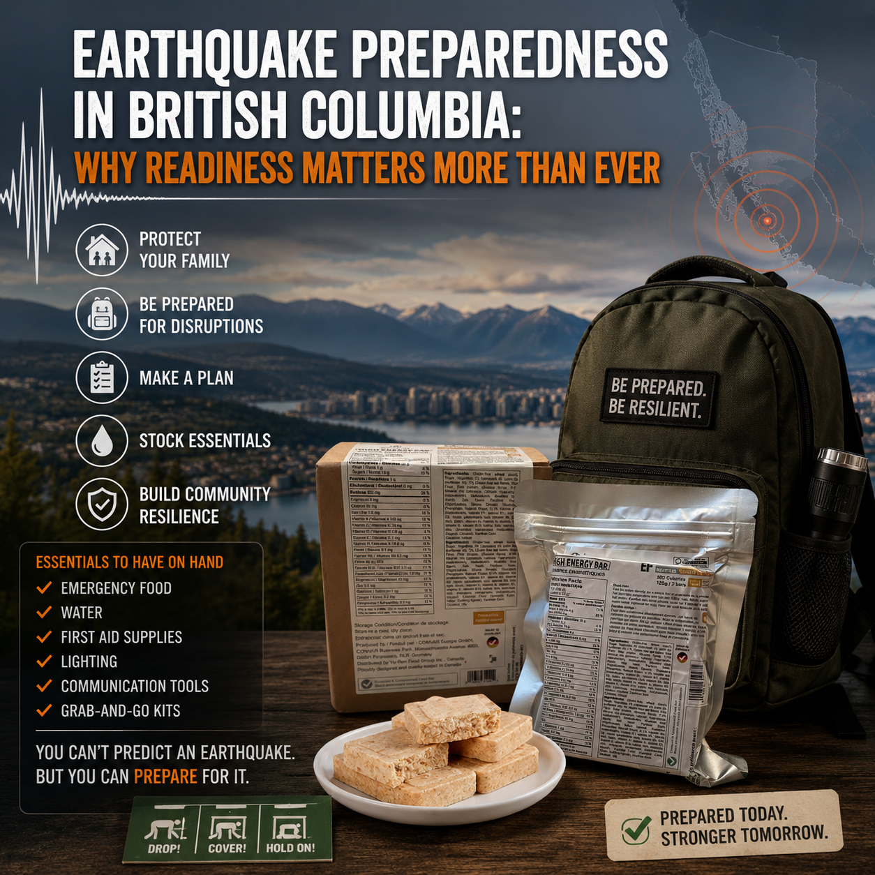 PEAK4RAION Emergency Food Ration Bars 4518kcal 1.08kg | Long Shelf-Life Survival Food Biscuits with Hot Porridge Option | Compact MRE Emergency Preparedness Food - Made in Germany
