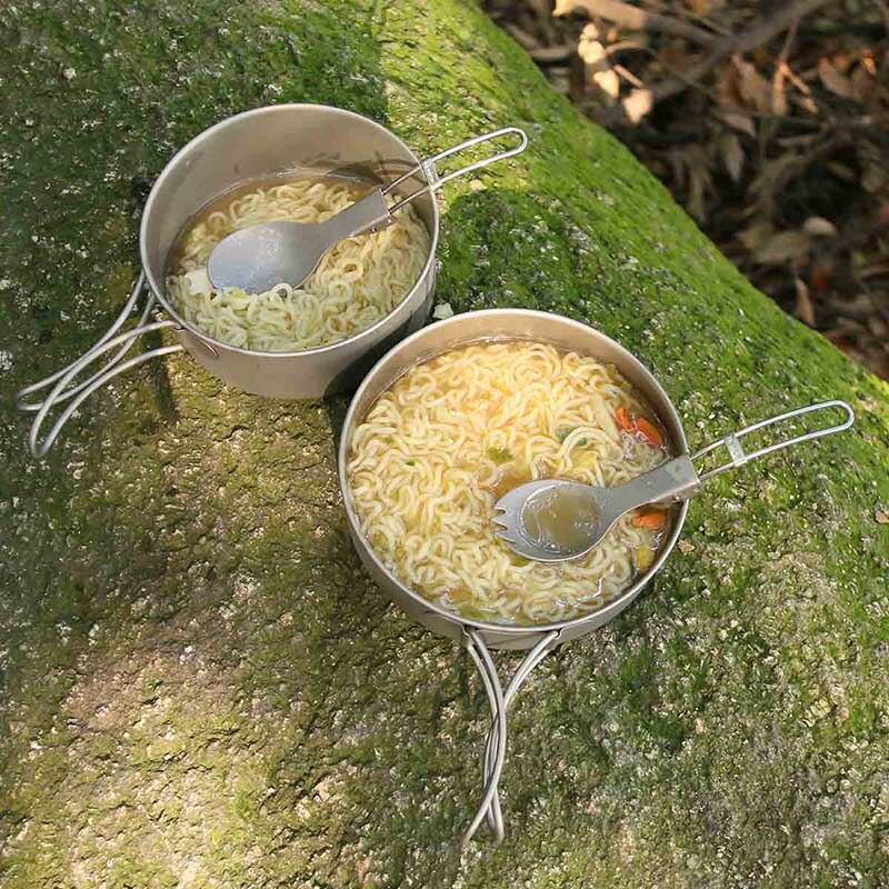 Boundless Voyage Titanium Mess Kit 2 Pots+Spoon+Spork+Stove image 5