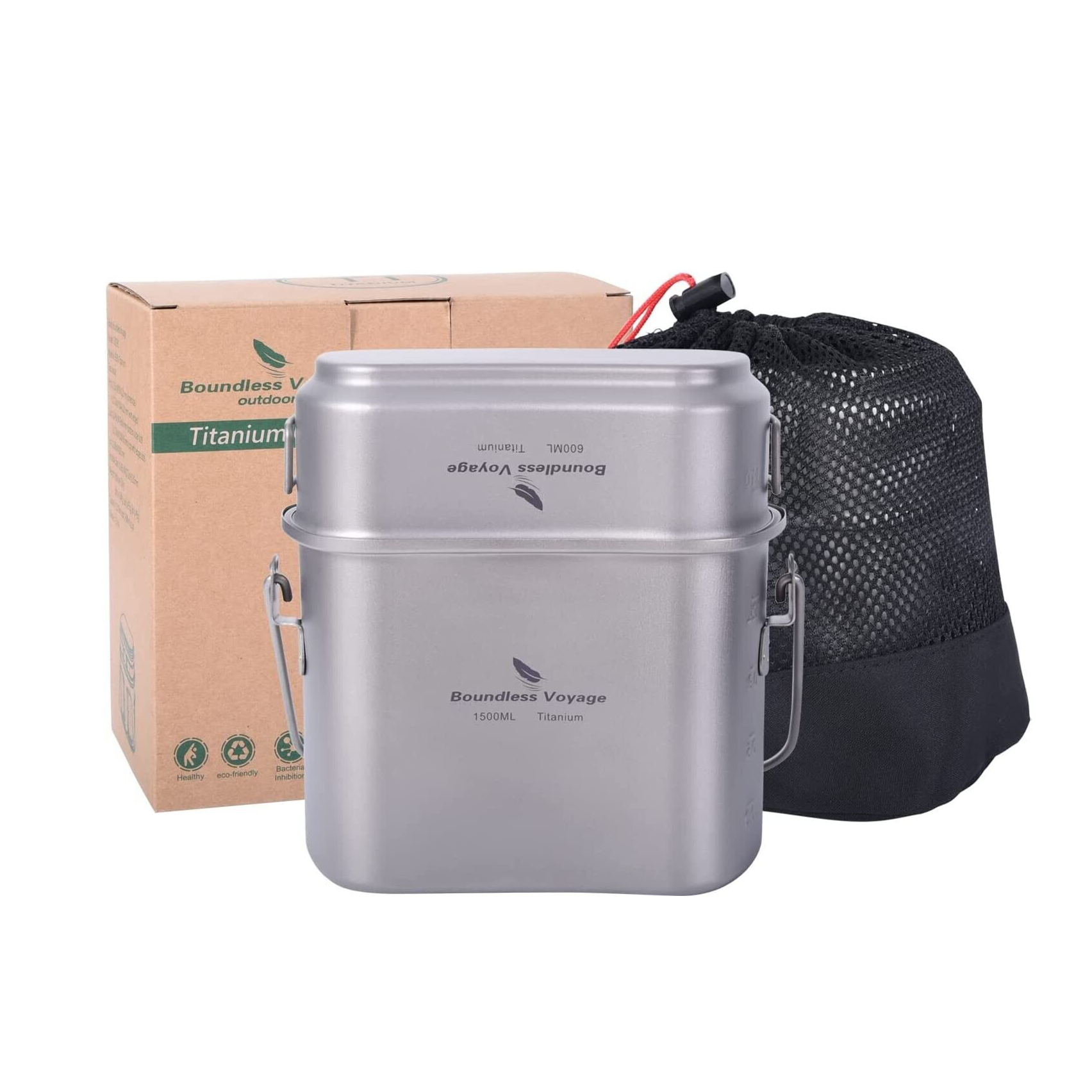Boundless Voyage Titanium Canteen Cooking Set 1500ml+600ml image 1