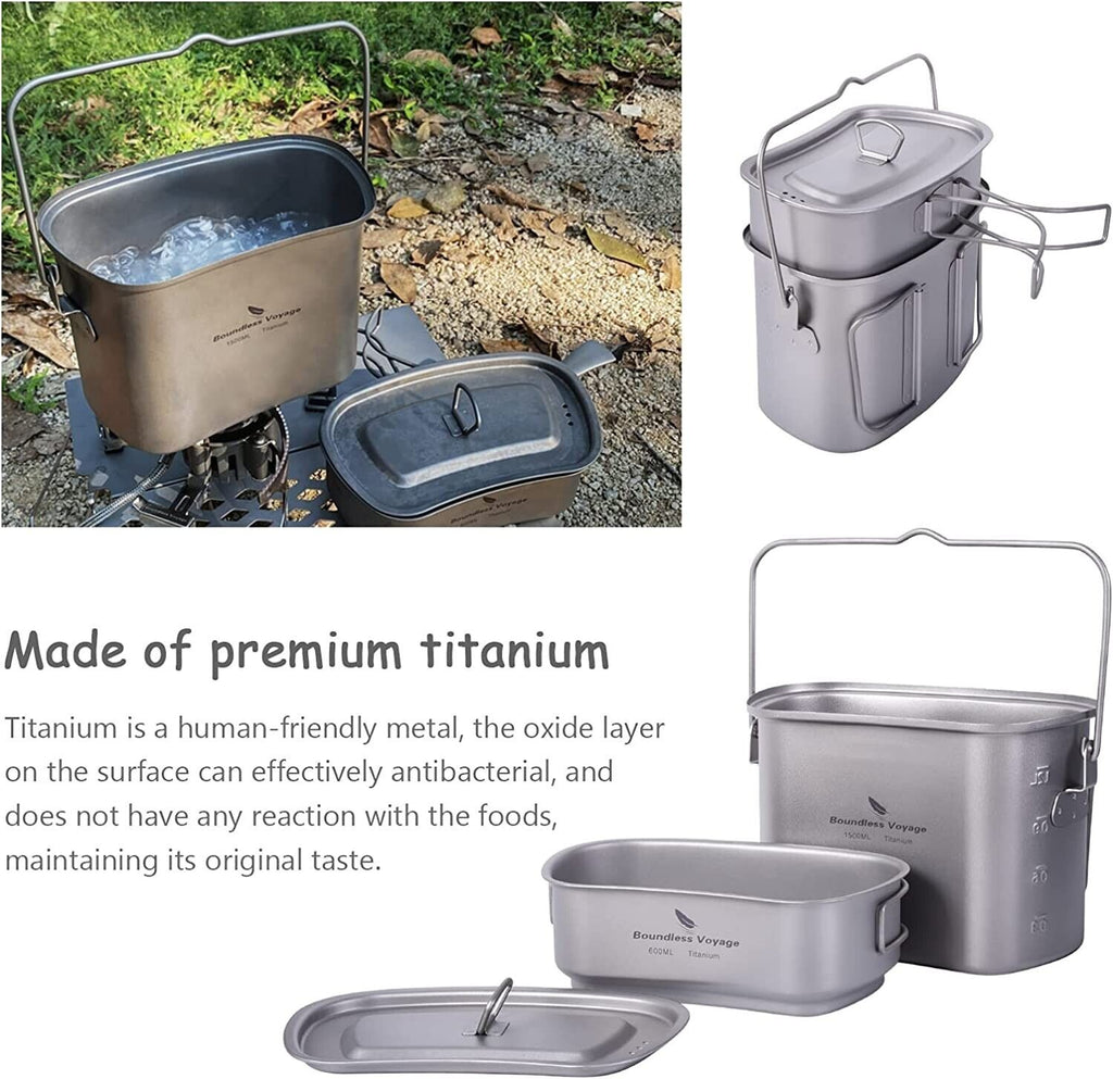 Boundless Voyage Titanium Canteen Cooking Set 1500ml+600ml image 7