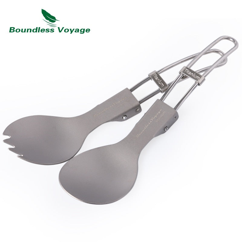 Boundless Voyage Titanium Mess Kit 2 Pots+Spoon+Spork+Stove image 2