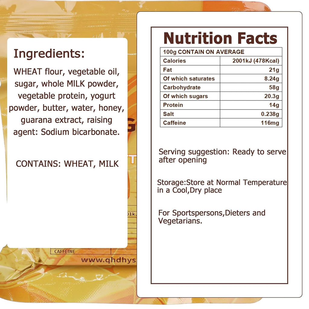 BDH High Energy Bar Honey Butter 6888 Calorie | 120g*12bags MRE Survival Emergency Food Ration Long shelf-life Biscuits