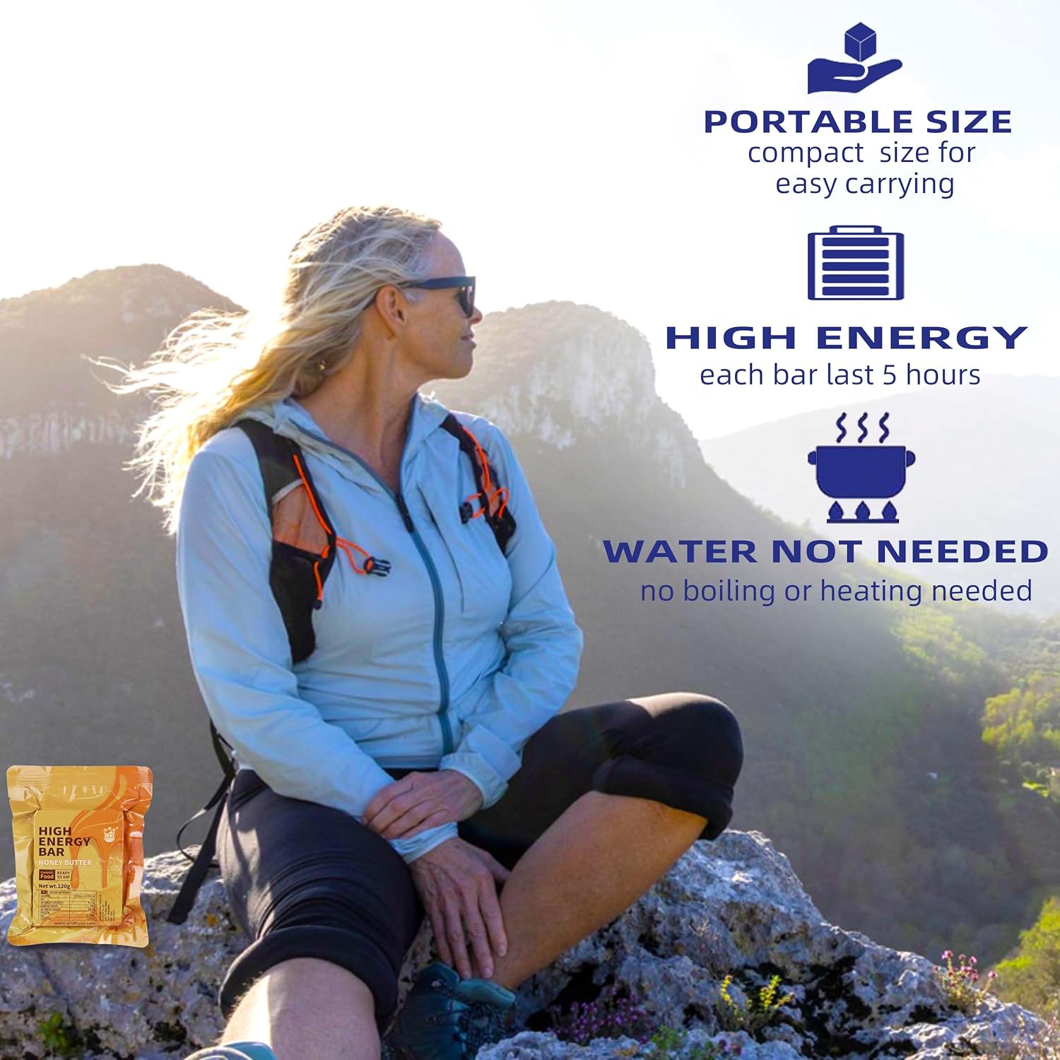 BDH High Energy Bar Honey Butter 6888 Calorie | 120g*12bags MRE Survival Emergency Food Ration Long shelf-life Biscuits