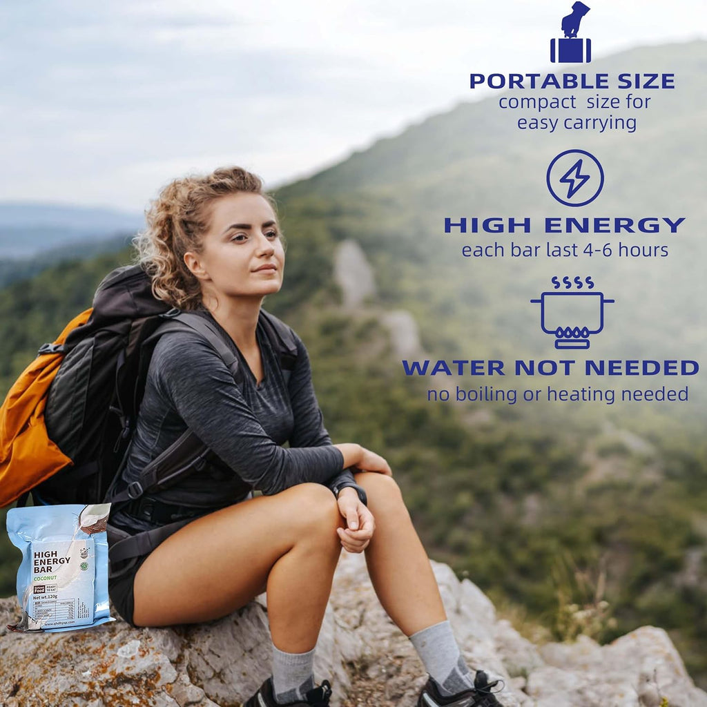 BDH High Energy Bar Coconut 6600 Calorie | 120g*12bags MRE Survival Emergency Food Ration Long shelf-life Biscuits
