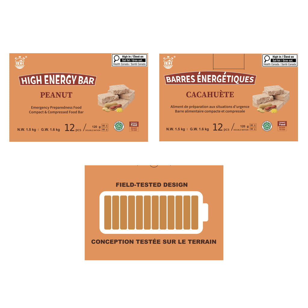BDH High Energy Bar Peanut Flavor 6840Calorie / 120gx12bags Survival Emergency Ration Bar Compressed Biscuits MRE Long Shelf Life