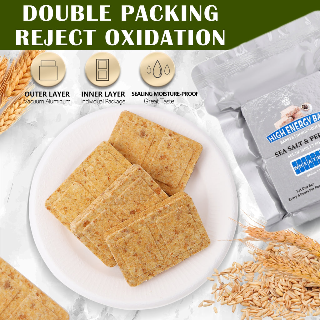 BDH High Energy Bar Sea Salt & Pepper 6600 Calorie | 120g*12bags MRE Survival Emergency Food Ration Compressed Biscuits Long shelf-life