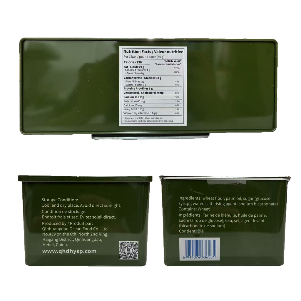 BDH High Energy Bar 5520 Calorie Original Compressed Biscuits | 200gx6 bags To Go Size Tin Box | MRE Emergency Food Ration Bar Long Shelf-life Survival Preparedness Food Supply