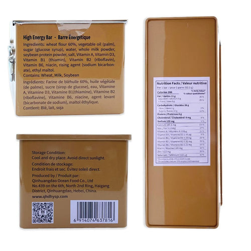 BDH High Energy Bar 6870Kcal Emergency Food Ration | Milk Cookie Flavor (1.5kg/6 Bags Iron Tin) | Long Shelf-Life Compact Survival Biscuits