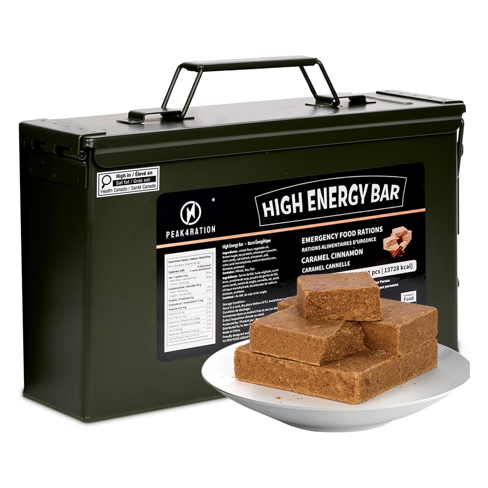 PEAK4RATION High Energy Bar | Emergency Ration Biscuits - Caramel Cinnamon 13728kcal | Long Shelf-Life Compressed Biscuits - 12 Day Package 3kg