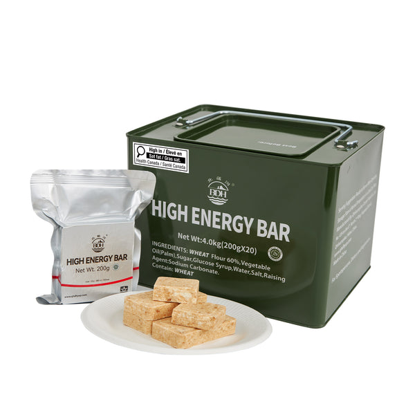 BDH High Energy Bar 18400 Calorie Original Compressed Biscuits | Iron Tin Box 200gx20 bag | MRE Emergency Food Ration Bar Long Shelf-life Survival Preparedness Food Supply