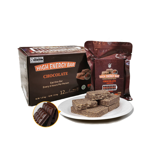 BDH High Energy Bar Chocolate Flavor 6840Calorie / 120gx12bags Survival Emergency Ration Bar Compressed Biscuits MRE Long Shelf Life