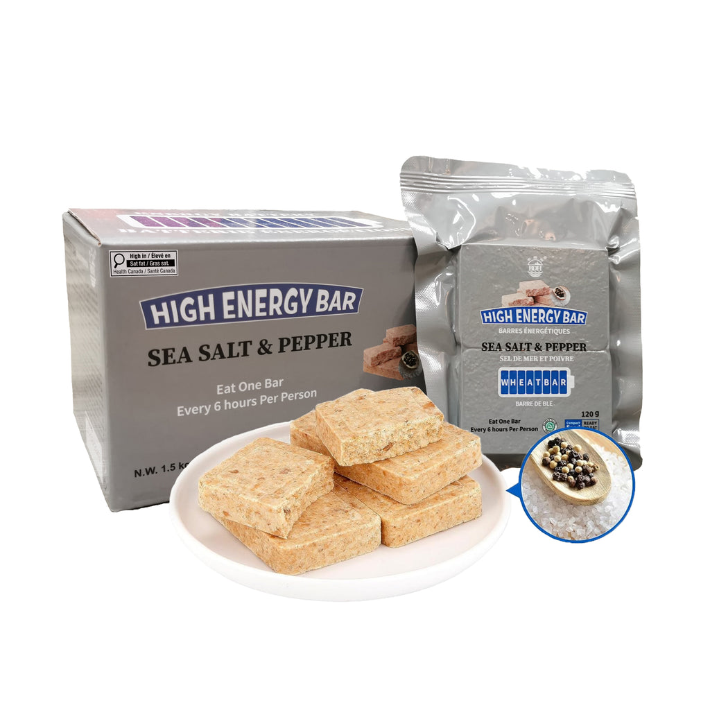 BDH High Energy Bar Sea Salt & Pepper 6600 Calorie | 120g*12bags MRE Survival Emergency Food Ration Compressed Biscuits Long shelf-life
