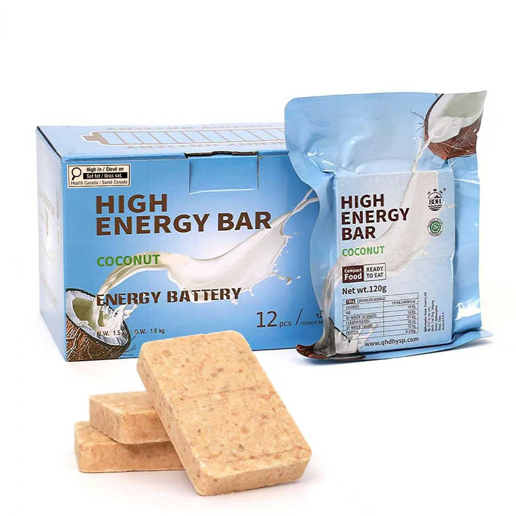 BDH High Energy Bar Coconut 6600 Calorie | 120g*12bags MRE Survival Emergency Food Ration Long shelf-life Biscuits
