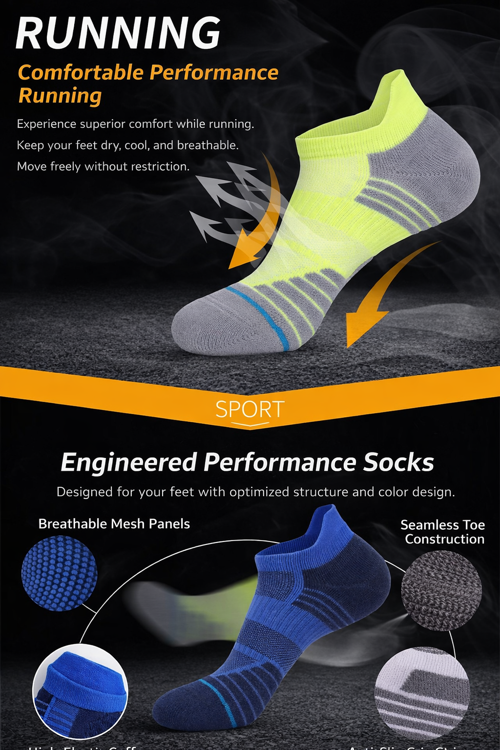 Running Socks - One Size（EU 39–44）