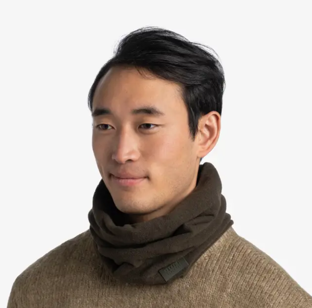 Buff Merino Fleece Neck Warmer - Khaki image 1