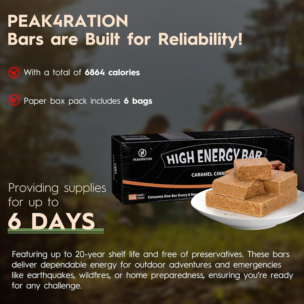 PEAK4RATION High Energy Bar Caramel Cinnamon 1.5kg(6x250g Packs) image 2