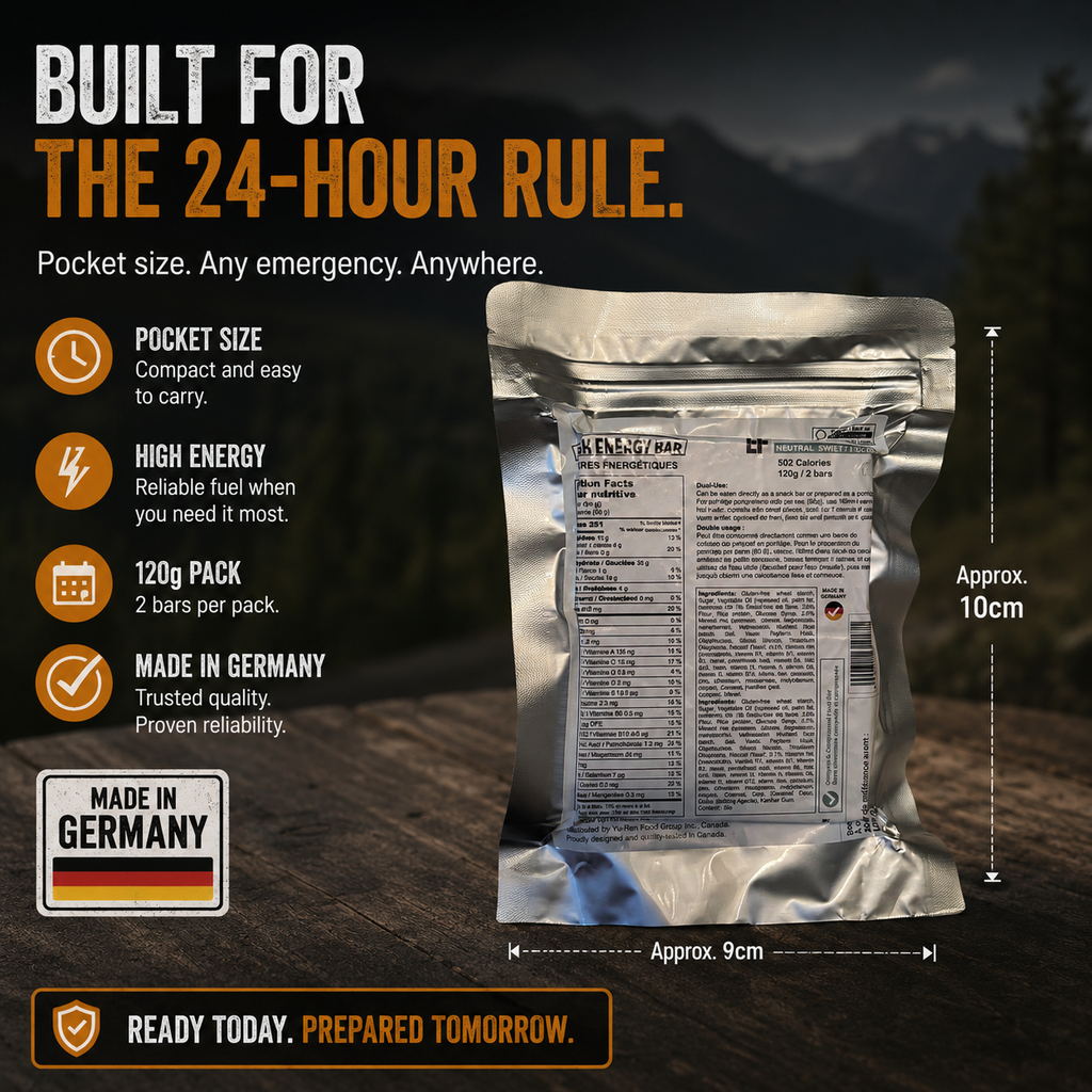 PEAK4RAION Emergency Food Ration Bars 4518kcal 1.08kg | Long Shelf-Life Survival Food Biscuits with Hot Porridge Option | Compact MRE Emergency Preparedness Food - Made in Germany