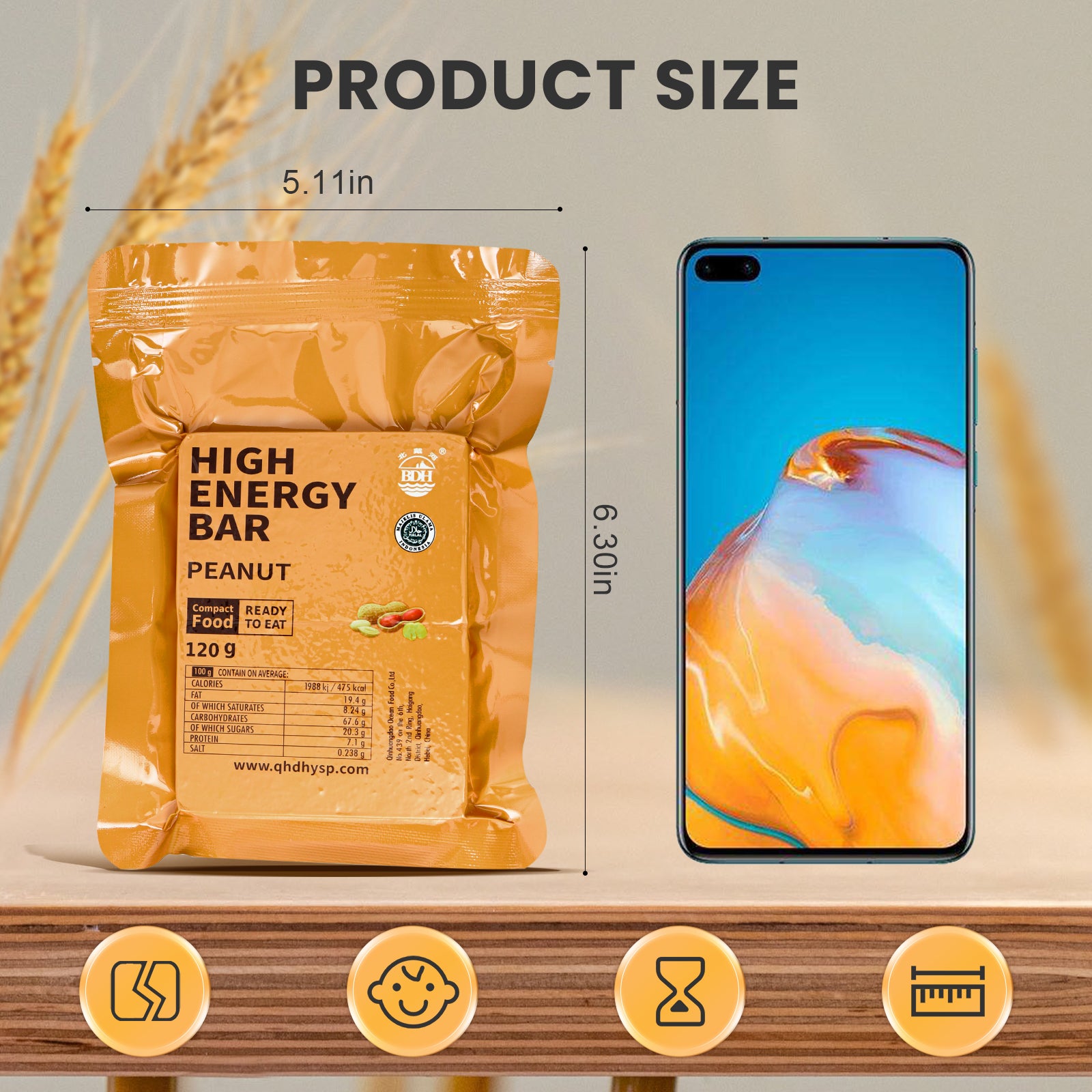 BDH High Energy Bar Peanut flavor 120gx12bags/6840Calorie image 2