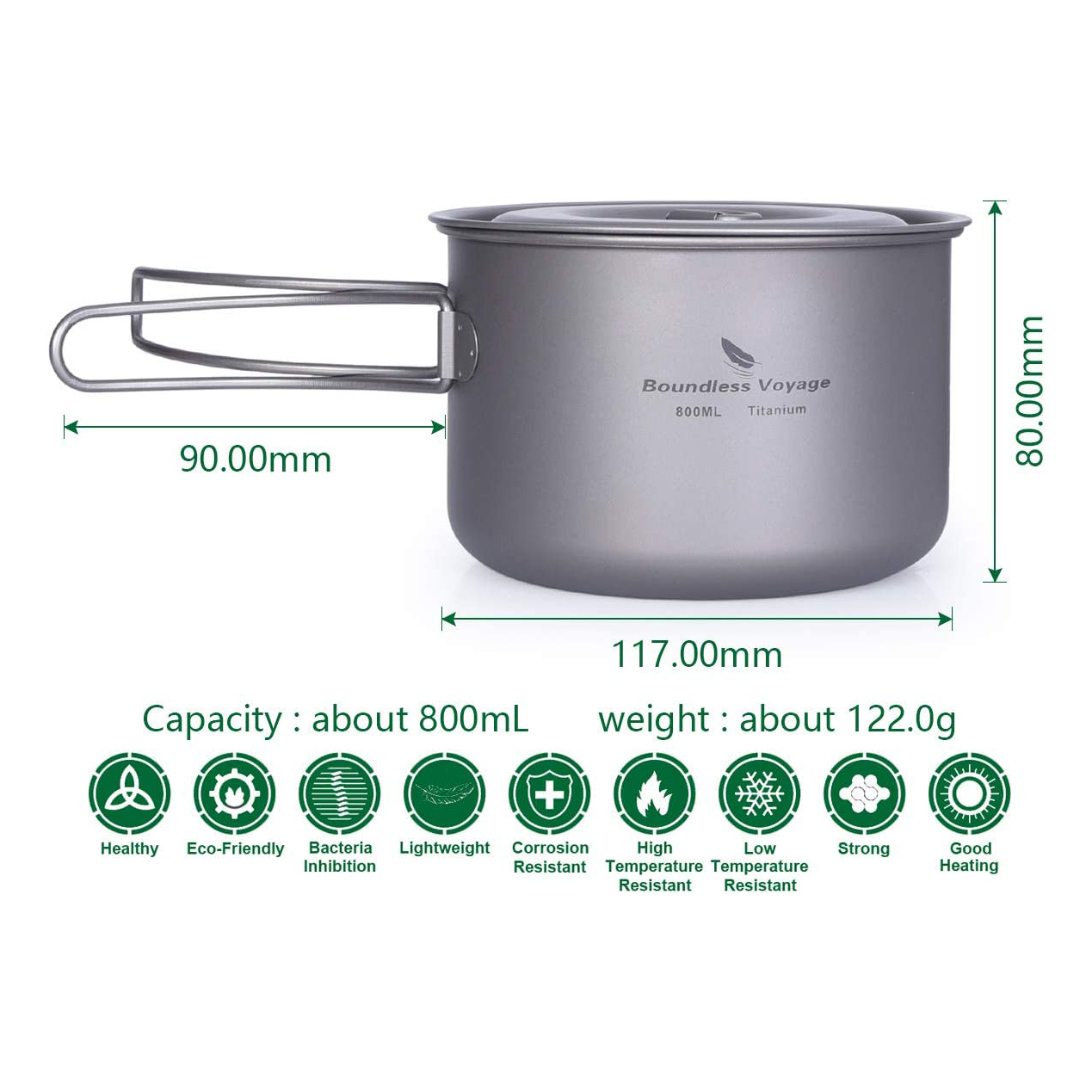 Boundless Voyage Titanium Pot 800ml+lid image 3